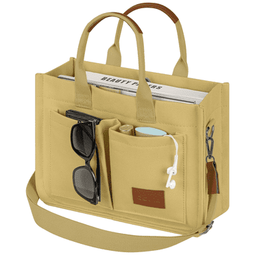 Canvas Tote Bag for Women With Pockets, Laptop Work Crossbody Everyday Satchel, Purses Everything Shoulder Tote Bag Everyday Satchel Handbags Messenger Gym Totes, Khaki