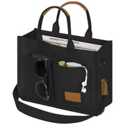 Cshidworld Canvas Tote Bag for Women With Pockets, Laptop Work Crossbody Everyday Satchel, Purses Everything Shoulder Tote Bag Everyday Satchel Handbags Messenger Gym Totes, Black