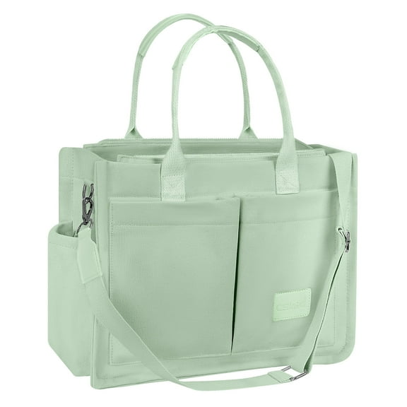 Cshidworld Canvas Tote Bag for Women With Side Pockets, Laptop Work Crossbody Everyday Satchel, Purses Shoulder Tote Bag Everyday Satchel Handbags Messenger for Travel Nurse College Gift, Green