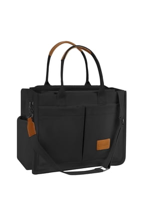 Canvas Tote Bag for Women With Side Pockets, Laptop Work Crossbody Everyday Satchel, Purses Shoulder Tote Bag Everyday Satchel Handbags Messenger for Travel Nurse College Gift, Black