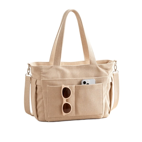 Canvas Tote Bag for Women,Pockets Laptop Work Tote Purse | Large 15.6” Computer Bag w/ 40oz Cup Holder & Strap, Zipper Teacher Nurse Bible Shoulder Bag for School Travel College Office,A