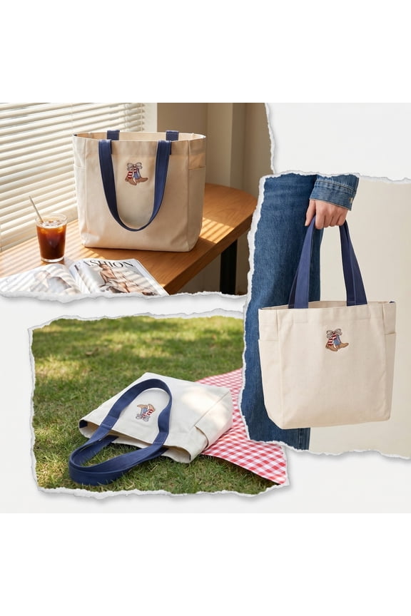 Canvas Tote Bag For Women With Pockets Shoulder Bag Mini Tote Bags Cute Small Crossbody Bag Purses Handbag Reusable Beach For Work Beach Tote Bag Shopping Grocery Bag