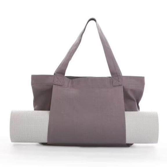 Canvas Tote Bag with Yoga Mat Carrier Pocket Yoga Mat Bags for Women, Shoulder Bag for Pilates, Travel, Office, Sports, Beach and Gym with Inner Zippered Pocket, Grey