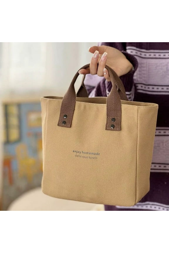 Canvas Tote Bag for Bento Lunches Stylish Durable Handbag for Office Workers Travel Use Modern Design Perfect for On-the-Go Eating