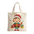 thumbnail image 1 of Canvas Tote Bag for Christmas Gifts - Festive Santa Print, Reusable Gift Wrap & Storage Bag, Sturdy Rope Handle, Multi-Purpose Holiday Decor, 1 of 6