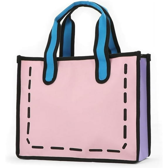 Canvas Tote Bag for Women 2D Drawing Cartoon Bag Anime 3D Style Handbag Cute Shoulder Tote Purse Trendy