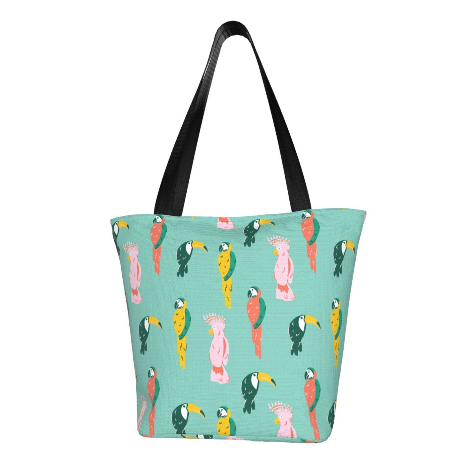 Canvas Tote Bag - Tropical Macaw - Sea Foam Green main image 1