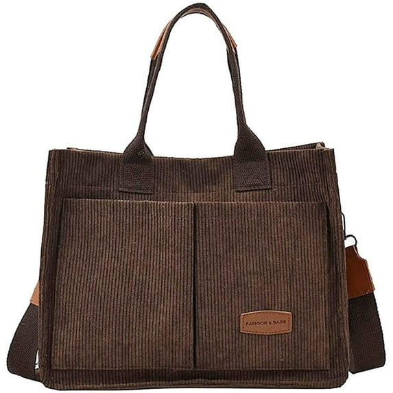 Canvas Tote Bag for Women Fashion Satchel Bag Handbag Corduroy Crossbody Bags for Women Casual Hobo Bag with Multiple Pockets