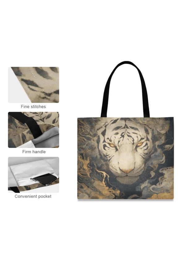 Canvas Tote Bag for Women Girls Design Print Aura Of The Tiger Totes