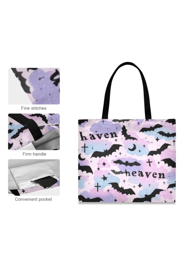 Canvas Tote Bag for Women Girls Design Print Bat Heaven Totes