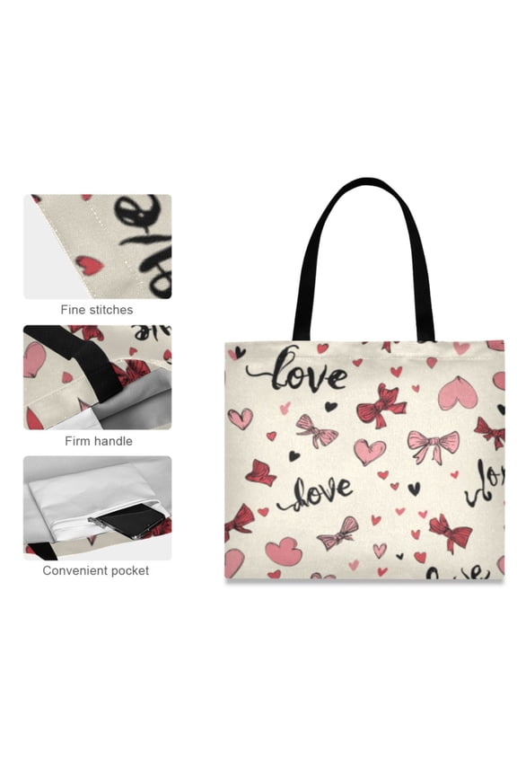 Canvas Tote Bag for Women Girls Design Print Butterfly & Bow Medley Totes