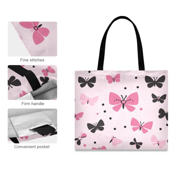 Canvas Tote Bag for Women Girls Design Print Butterfly Kisses Tote