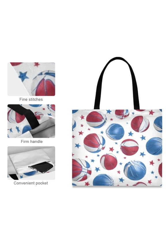 Canvas Tote Bag for Women Girls Design Print Carnival Ball & Star Print Totes