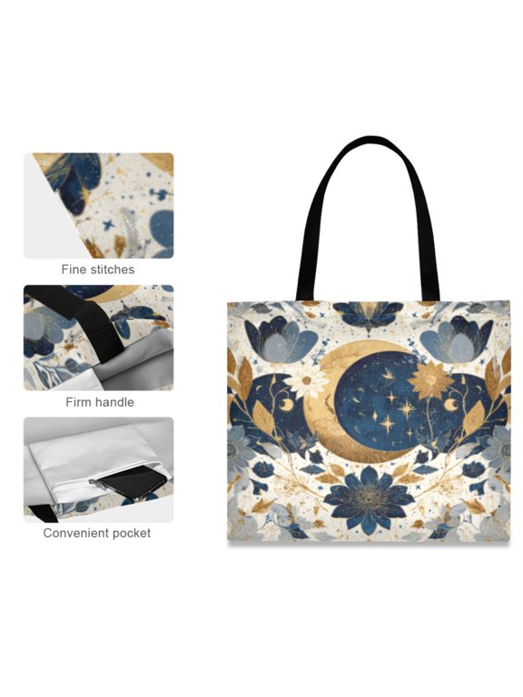 Canvas Tote Bag for Women Girls Design Print Celestial Petal Spell Totes