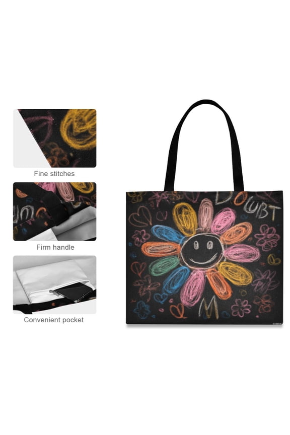 Canvas Tote Bag for Women Girls Design Print Colorful Joy Totes