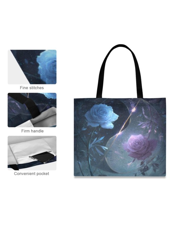 Canvas Tote Bag for Women Girls Design Print Cosmic Roses Totes