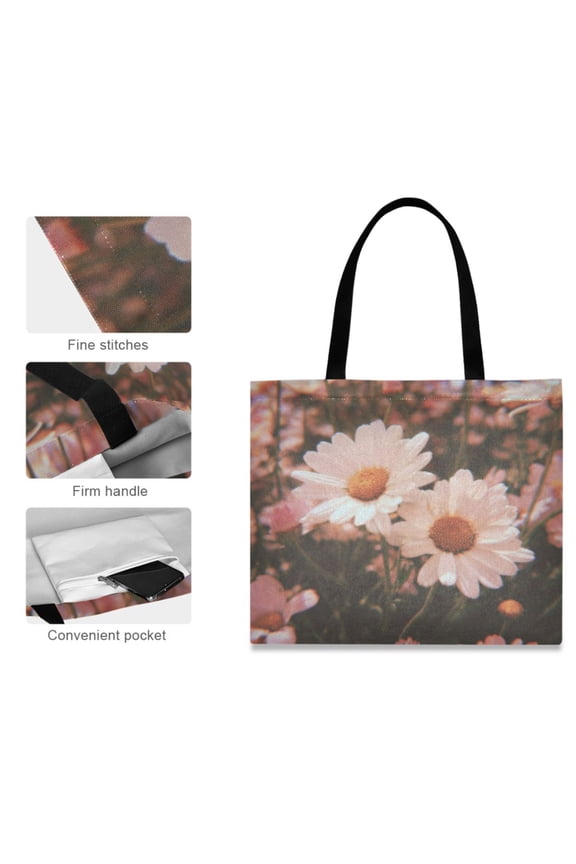Canvas Tote Bag for Women Girls Design Print Daisy Bloom Totes