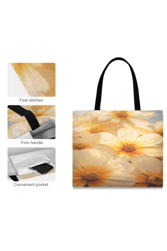 Canvas Tote Bag for Women Girls Design Print Delicate Bloom with Dew Totes