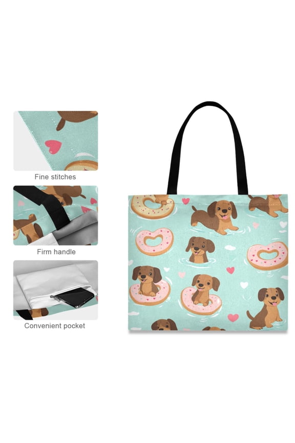 Canvas Tote Bag for Women Girls Design Print Donut Splash Adventure Tote