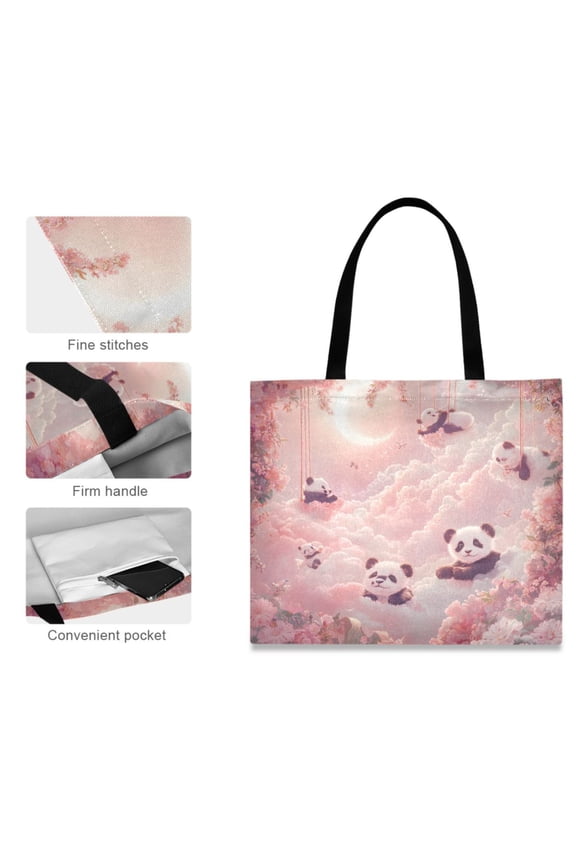 Canvas Tote Bag for Women Girls Design Print Dreamy Panda Paradise Tote