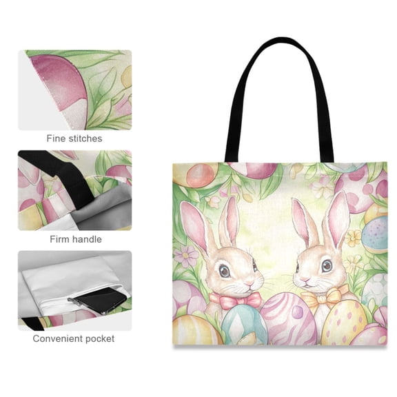 Canvas Tote Bag for Women Girls Design Print Easter Bunny Bliss Tote