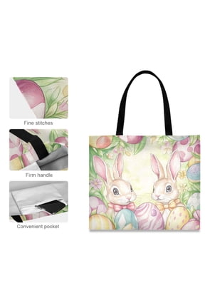 Canvas Tote Bag for Women Girls Design Print Easter Bunny Bliss Tote