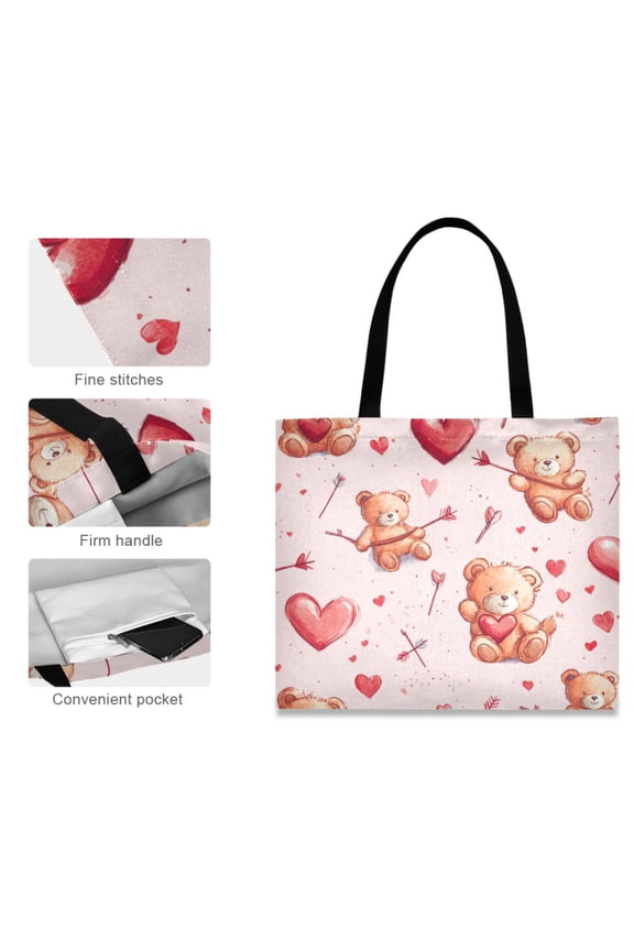 Canvas Tote Bag for Women Girls Design Print Heartfelt Hugs Tote