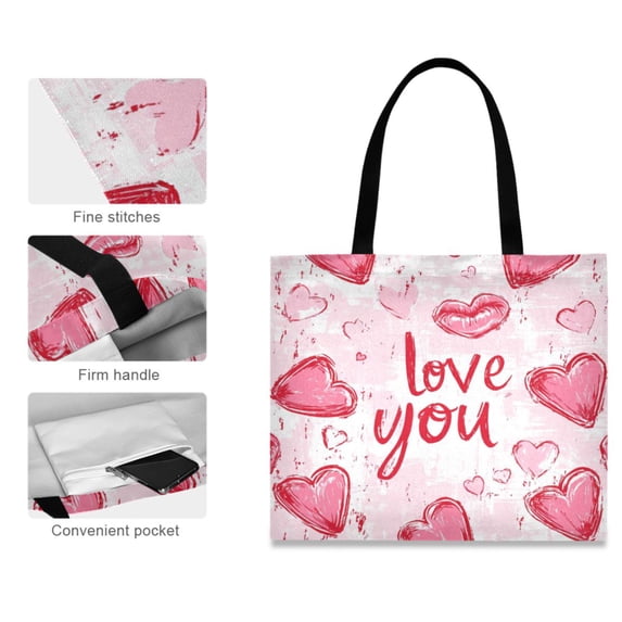 Canvas Tote Bag for Women Girls Design Print Heartfelt Message Tote