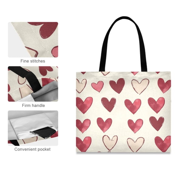 Canvas Tote Bag for Women Girls Design Print Heartfelt Patterns Tote