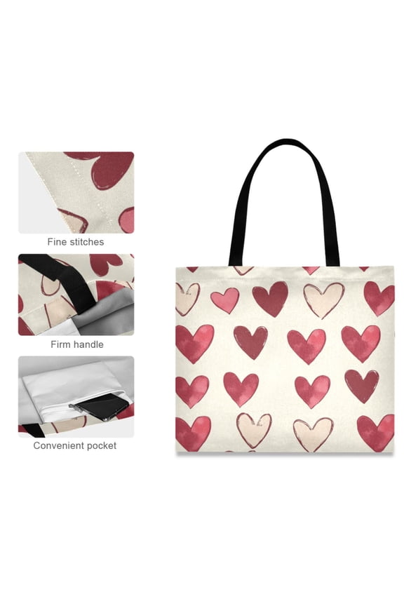 Canvas Tote Bag for Women Girls Design Print Heartfelt Patterns Tote