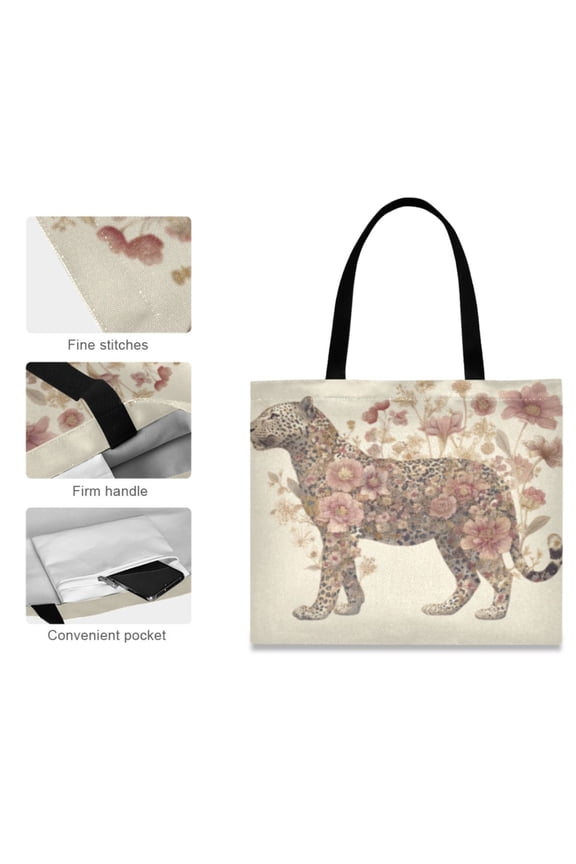Canvas Tote Bag for Women Girls Design Print Infused Leopard Grace Totes