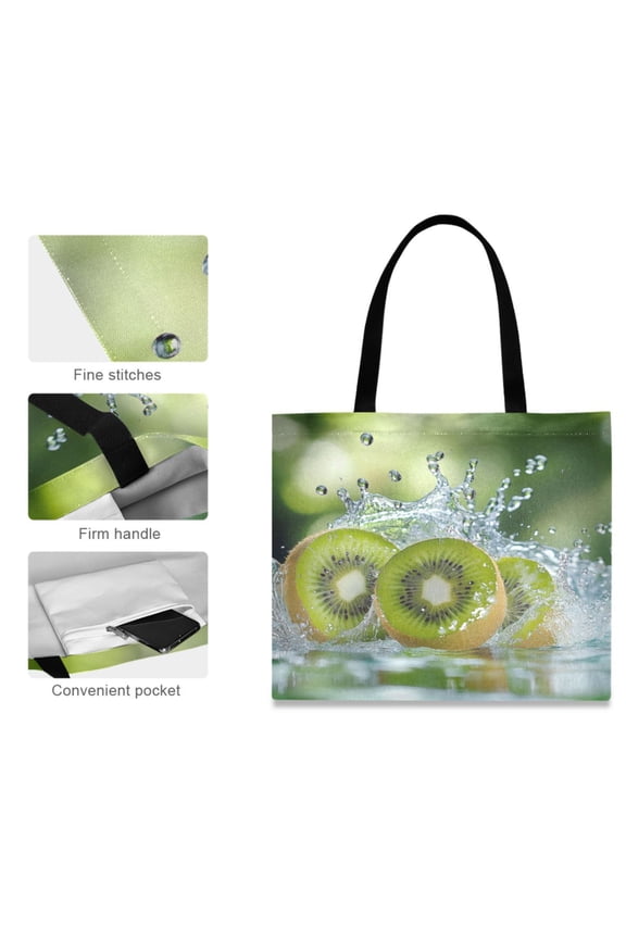 Canvas Tote Bag for Women Girls Design Print Kiwi Fall Into Water Tote