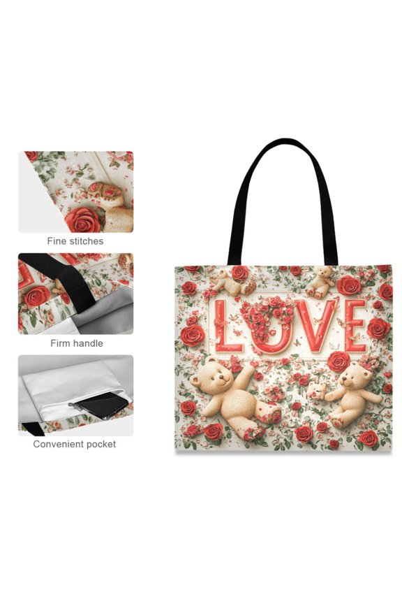 Canvas Tote Bag for Women Girls Design Print Love Trio Tote