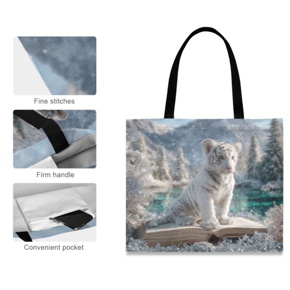 Canvas Tote Bag for Women Girls Design Print Mountain Book Cub Totes