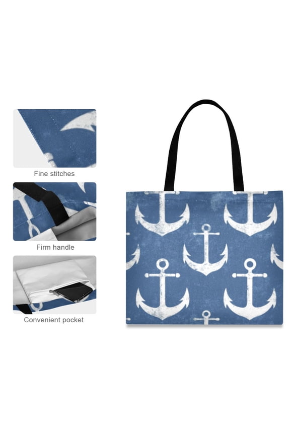 Canvas Tote Bag for Women Girls Design Print Nautical Pattern Totes