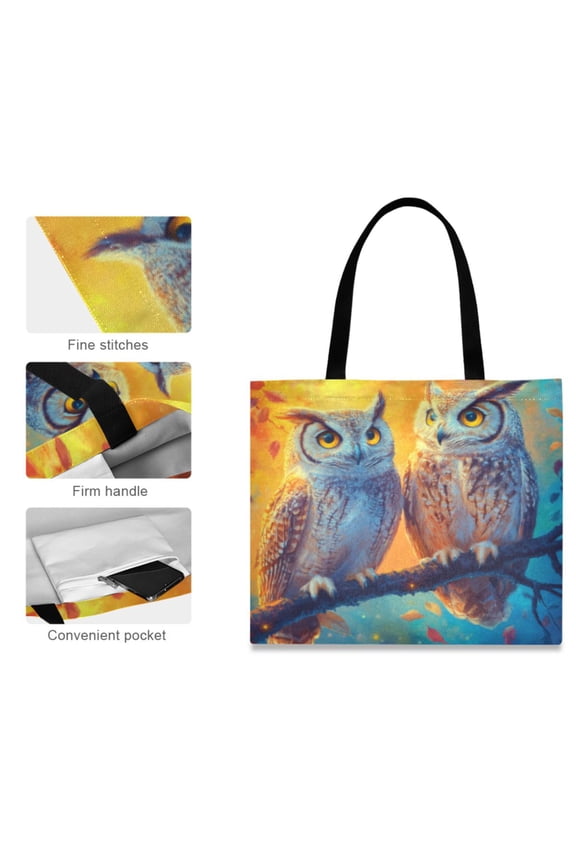 Canvas Tote Bag for Women Girls Design Print Night Owls Totes