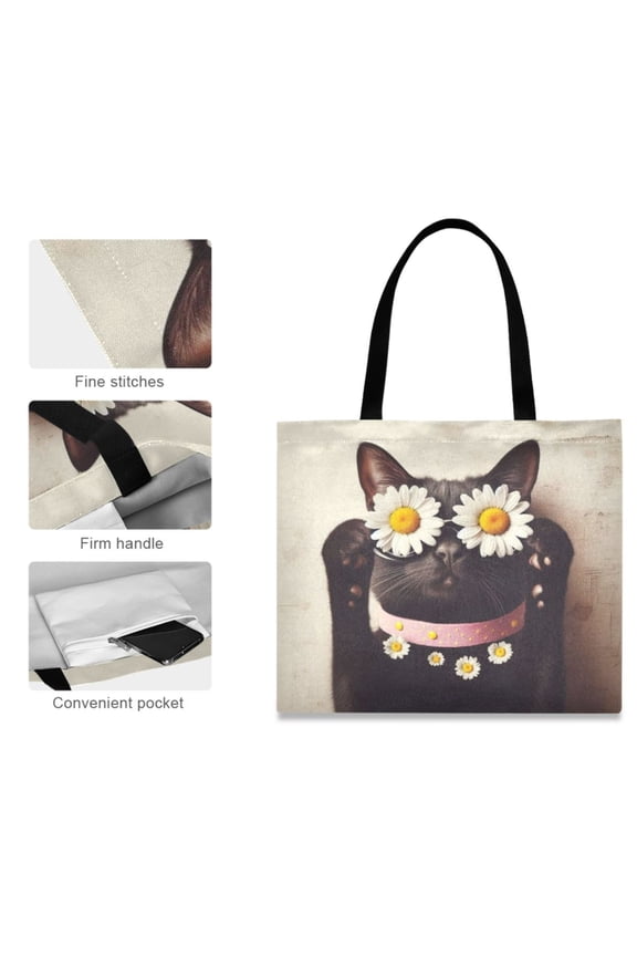 Canvas Tote Bag for Women Girls Design Print Ornate Circles Totes