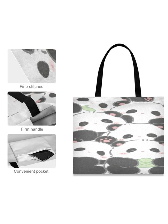 Canvas Tote Bag for Women Girls Design Print Panda Group Carnival Totes