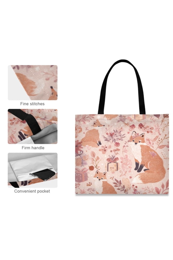 Canvas Tote Bag for Women Girls Design Print Pastel Fox Woodland Tale Totes