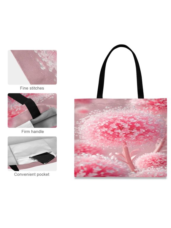 Canvas Tote Bag for Women Girls Design Print Pink Bloom Totes