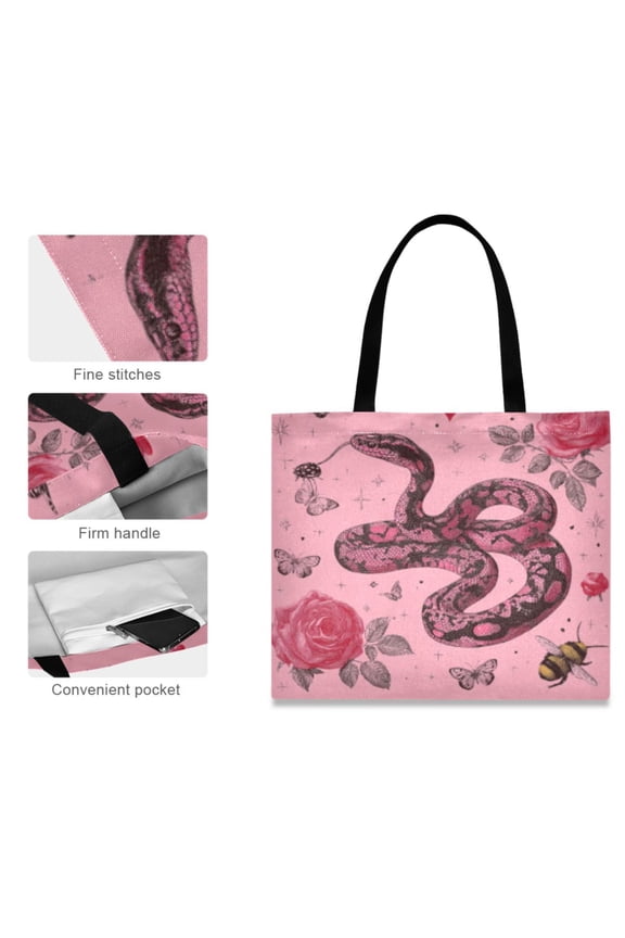 Canvas Tote Bag for Women Girls Design Print Pink Eden Tangles Totes