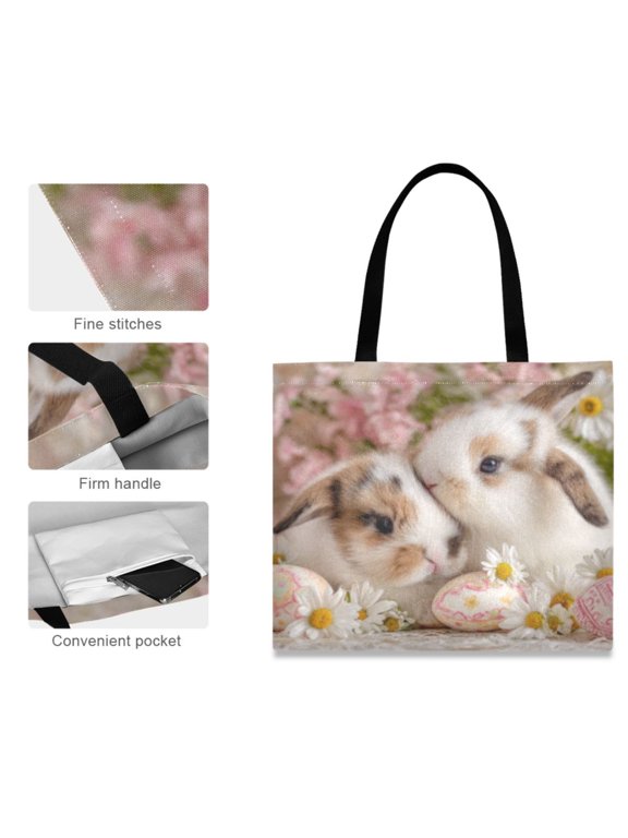 Canvas Tote Bag for Women Girls Design Print Pink Love Totes