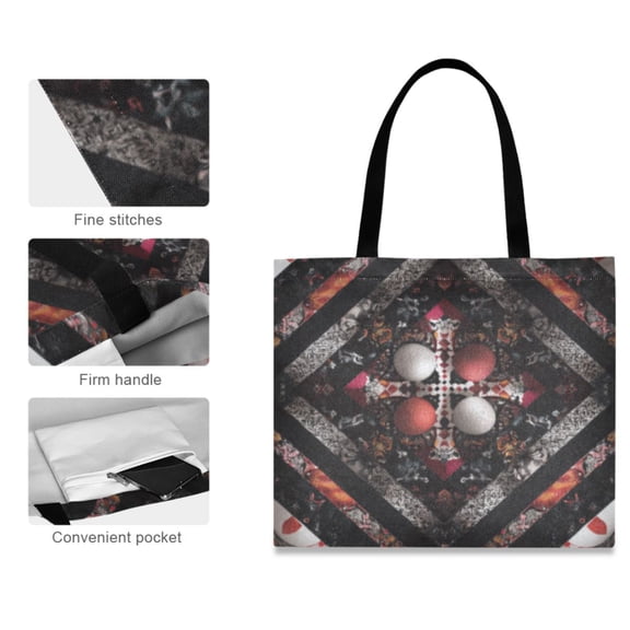 Canvas Tote Bag for Women Girls Design Print Quilted Pattern Design Totes