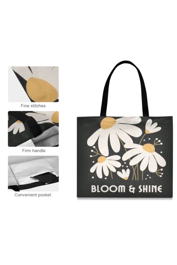 Canvas Tote Bag for Women Girls Design Print Shining Bloom Totes