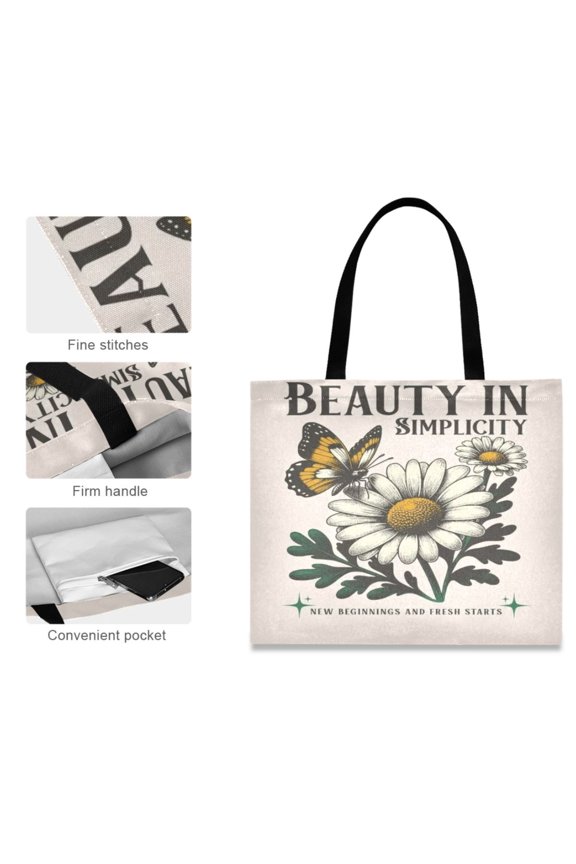 Canvas Tote Bag for Women Girls Design Print Simplicity & Grace Totes