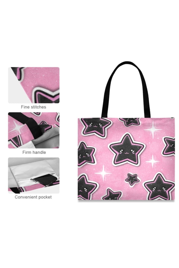 Canvas Tote Bag for Women Girls Design Print Sparkle Star Pattern Totes