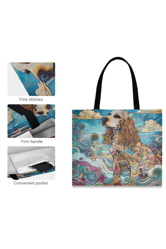 Canvas Tote Bag for Women Girls Design Print Swaying Tails in Swirls Tote