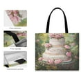thumbnail image 1 of Canvas Tote Bag for Women Girls Design Print Three Tier Cake with Roses Tote, 1 of 8