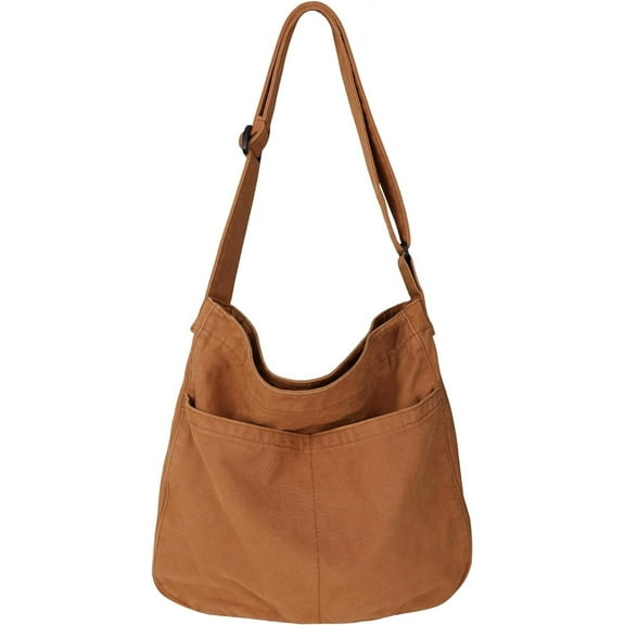 Canvas Tote Bag for Women Large Hobo Crossbody Handbags Casual Shoulder Purse with Multiple Pockets