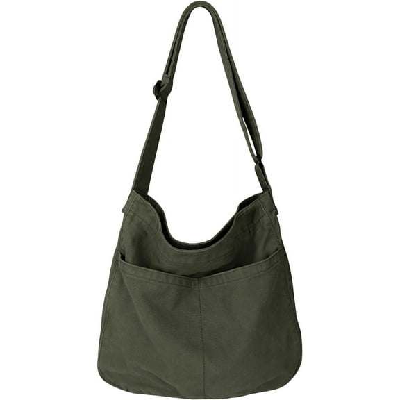 Canvas Tote Bag for Women Large Hobo Crossbody Handbags Casual Shoulder Purse with Multiple Pockets